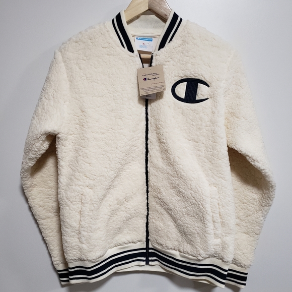 CHAMPION Boy Ivory and Blue Sherpa Bomber Jacket - Picture 7 of 7